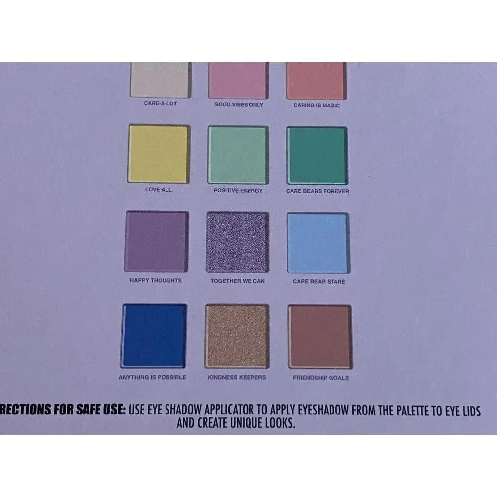 Care Bears 12 Eyeshadow‎ Palette Pastel Makeup Rainbow Shimmer Matte With Mirror